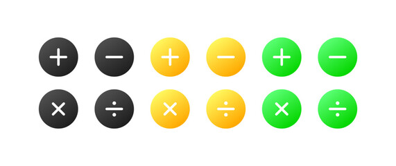 Mathematical symbols. Flat, color, mathematical operations. Vector icons.