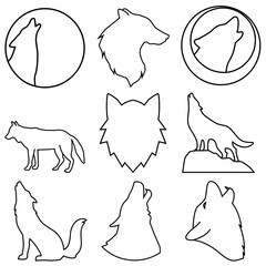Wall Mural - wolf icon vector set. animals illustration sign collection. wild life symbol.