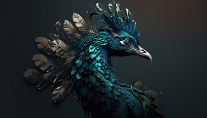 Naklejka na meble Peacock abstract wallpaper. Contrast background Peafowl in vivid colors generative ai