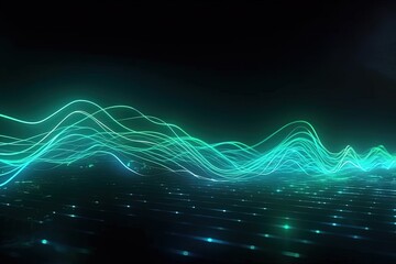 abstract futuristic background with pink blue green glowing neon moving high speed wave lines and bokeh lights. Data transfer concept Fantastic wallpaper, Ai Generative