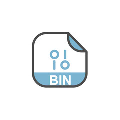 Leinwandbilder - BIN File Extension, Rounded Square Icon with Symbol - Format Extension Icon Vector Illustration.