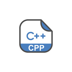 Leinwandbilder - CPP File Extension, Rounded Square Icon with Symbol - Format Extension Icon Vector Illustration.
