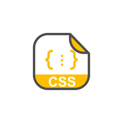 Leinwandbilder - CSS File Extension, Rounded Square Icon with Symbol - Format Extension Icon Vector Illustration.