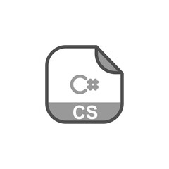 Leinwandbilder - CS File Extension, Rounded Square Icon with Symbol - Format Extension Icon Vector Illustration.