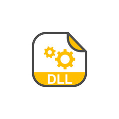 Fototapete - DLL File Extension, Rounded Square Icon with Symbol - Format Extension Icon Vector Illustration.