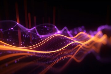 Wall Mural - abstract futuristic background with pink blue green glowing neon moving high speed wave lines and bo