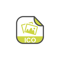 Leinwandbilder - ICO File Extension, Rounded Square Icon with Symbol - Format Extension Icon Vector Illustration.