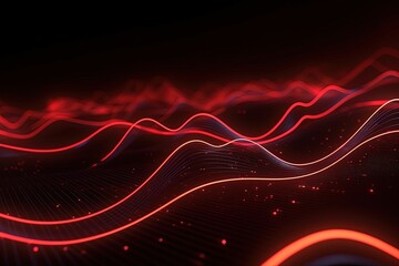 Wall Mural - abstract futuristic background with red glowing neon moving high speed wave lines and bokeh lights. Data transfer concept Fantastic wallpaper, Ai Generative