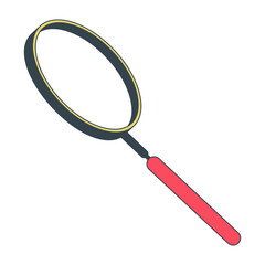 Poster - Left pointing magnifying glass flat line color isolated vector object. Loupe instrument. Editable clip art image on white background. Simple outline cartoon spot illustration for web design