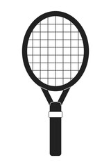 Poster - Tennis racquet monochrome flat vector object. Wooden equipment. Tennis raquet. Summer sport. Editable black and white thin line icon. Simple cartoon clip art spot illustration for web graphic design