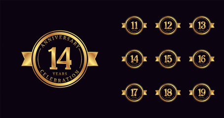 Wall Mural - Anniversary emblem logo. Birthday celebration with luxury and elegant concept for age celebration moment