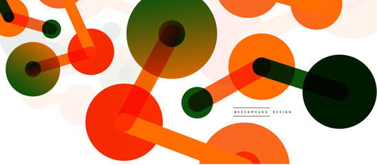 Poster - Abstract background. Round dots connected by lines. Trendy techno business template for wallpaper, banner, background or landing