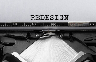 Text redesign typed on retro typewriter