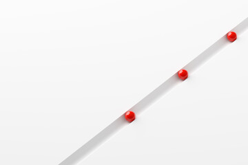 Aufkleber - Leadership, organization or order. Red spheres moving or following a path in a row on white background.