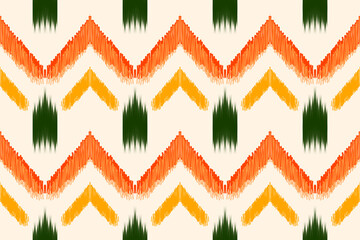 Beautiful ikat art. Ethnic Seamless pattern in tribal, folk embroidery, and abstract art. Aztec geometric chevron ornament print. Design for carpet, wallpaper, clothing, wrapping, fabric.