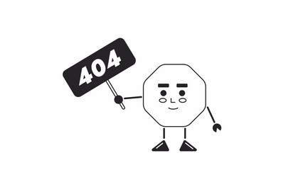 Fototapete - octagon holds bw 404 sign animation. animated octangle nut little guy. empty state 4k video concept 