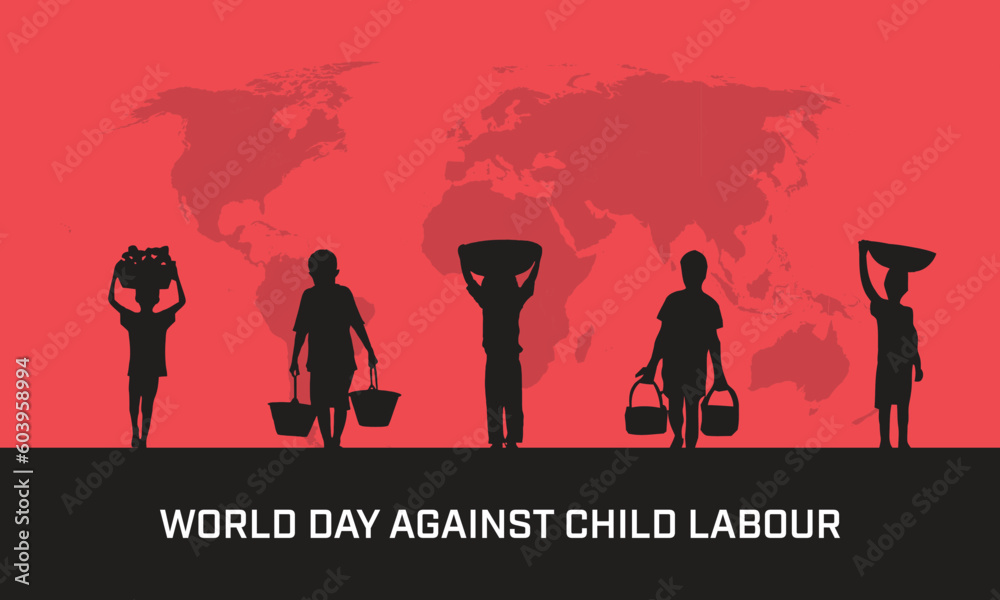 World Day Against Child Labour design. It features silhouette of ...
