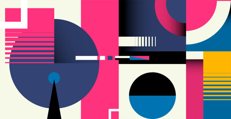 Bauhaus geometric shape design. Retro elements, vintage, advertisement, commercial banner, poster, flyer, billboard, sale.