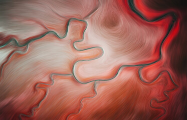 Wall Mural - Abstract red blur texture. Blurred veins water stream backdrop with a smoke style. Smooth motion illustration for your graphic design, banner, background, wallpaper or poster. 3D rendering