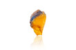 Macro mineral stone Fluorite yellow and blue color on a white background