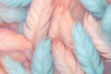 Poster - A minimalist feather background pattern texture with a subtle watercolor effect, Generative AI technology.