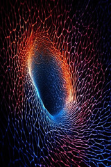 Poster - A fingerprint surrounded by a network of interconnected lines, symbolizing the connections and relationships between individuals. Generative AI technology.