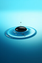 Aufkleber - A minimalist illustration of a single water droplet falling into a pool,  Generative AI technology.