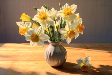 Aufkleber - a bouquet of daffodils, with their sunny yellow color representing joy and new beginnings.  Generative AI technology.