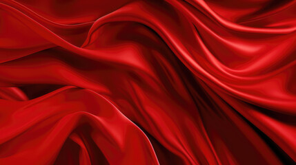 Red silk fabric cloth texture as background pattern (Generative AI)