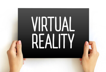 Poster - virtual reality text on card, technology concept background