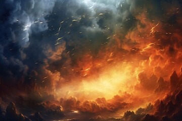 Wall Mural - A dark storm background with sky, clouds and lightning Generative AI 