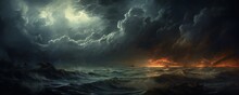 A Dark Storm Background With Sky, Clouds And Lightning Generative AI 