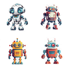 Set of robot characters , construction, medical, firefighter robot	
