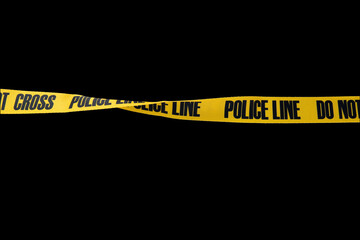 Do not cross police line tape yellow isolated on white background. This has clipping path.