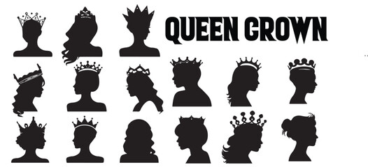 Wall Mural - A black and white poster with the queen silhouette vector design.