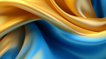 Backdrops Of Silk With Gold And Cyan, Blue Colours, Wallpaper