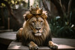 a lion wearing a crown