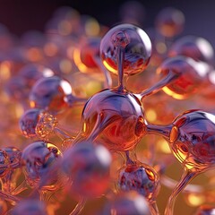 Aufkleber - Connected glass bubbles molecule wallpaper, Abstract, creativity concept, AI generated.