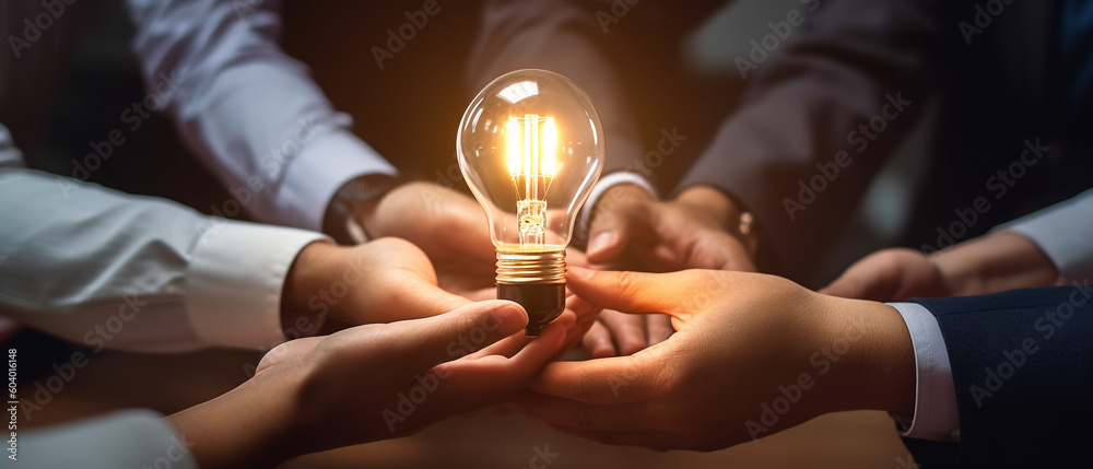 hand of business man holding light bulb with Innovation and idea ...