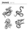 Snake sketch, reptile vector illustration, black outline on transparent background
