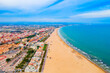 Valencia city beach aerial panoramic view, Spain