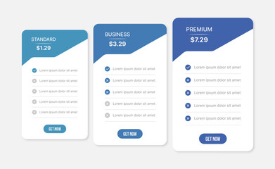 Wall Mural - Subscription Plan Price Comparison Table Infographic Design Template