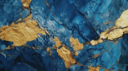 Wall Mural - gold and blue marble granite quartz stone textured background wallpaper. generative ai