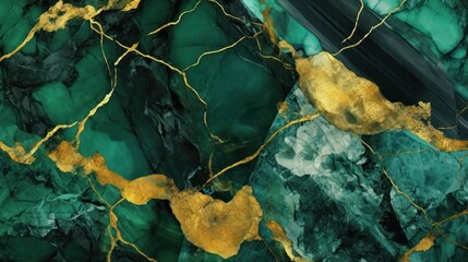 Wall Mural - gold and green marble stone textured background wallpaper. generative ai
