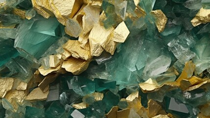 Wall Mural - gold and green marble stone textured background wallpaper. generative ai