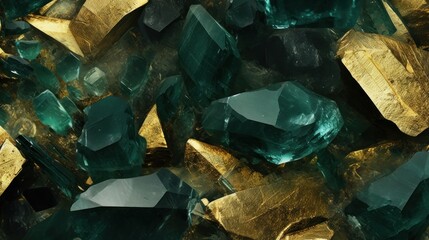 Wall Mural - gold and green marble stone textured background wallpaper. generative ai