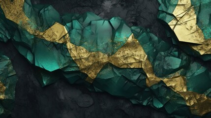 Wall Mural - gold and green marble stone textured background wallpaper. generative ai