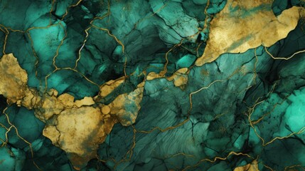 Wall Mural - gold and green marble stone textured background wallpaper. generative ai
