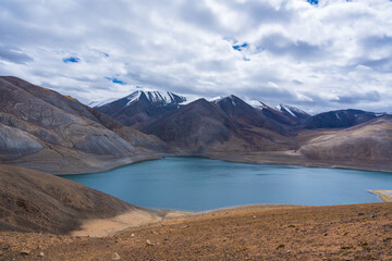 Wall Mural - The Mirpal lake is between the mountains. This lake is located on the way from Pangong Lake to Tso Moriri, Ladakh, India