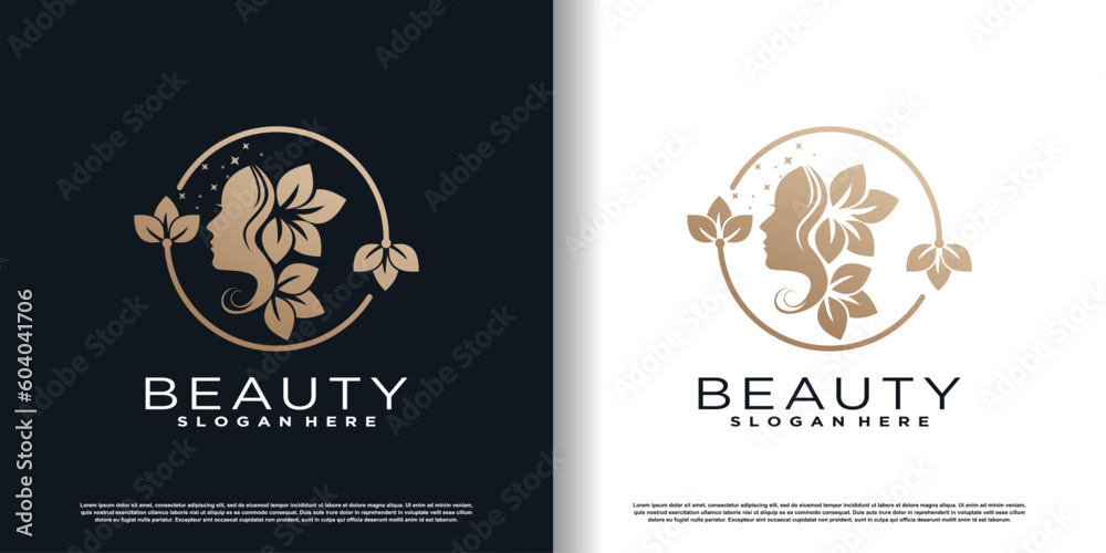 beauty women logo with creative unique concept premium vector Stock ...